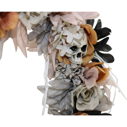 22 in Halloween Autumn Wreath with Skulls, Multicolor, HHWRTHSKL-7