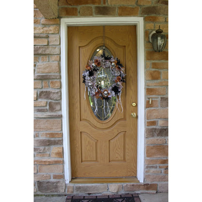 22 in Halloween Autumn Wreath with Skulls, Multicolor, HHWRTHSKL-7