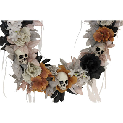 22 in Halloween Autumn Wreath with Skulls, Multicolor, HHWRTHSKL-7
