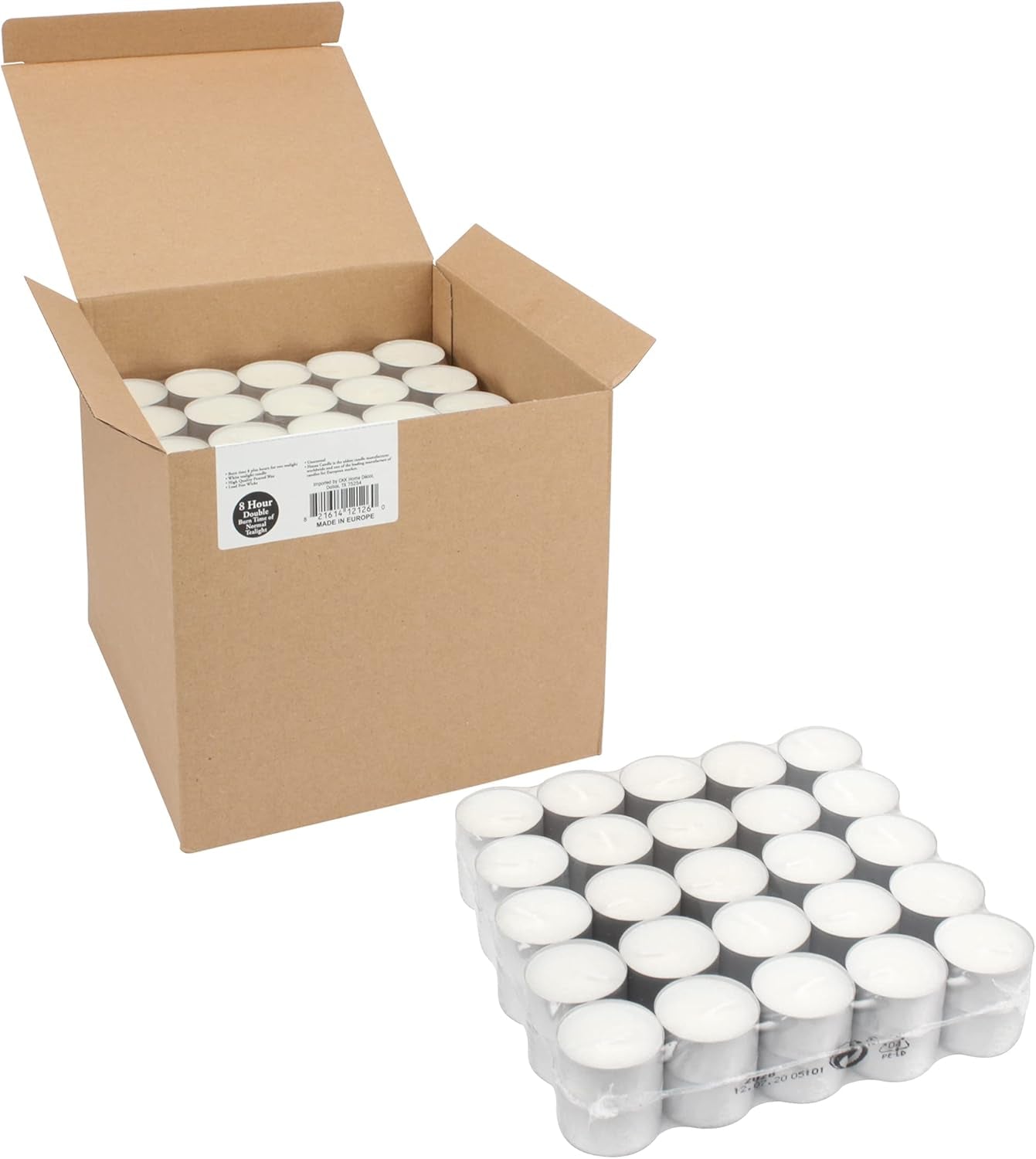 200 Pack Unscented 8 Hour Extended Burn Time Tea Light Candles