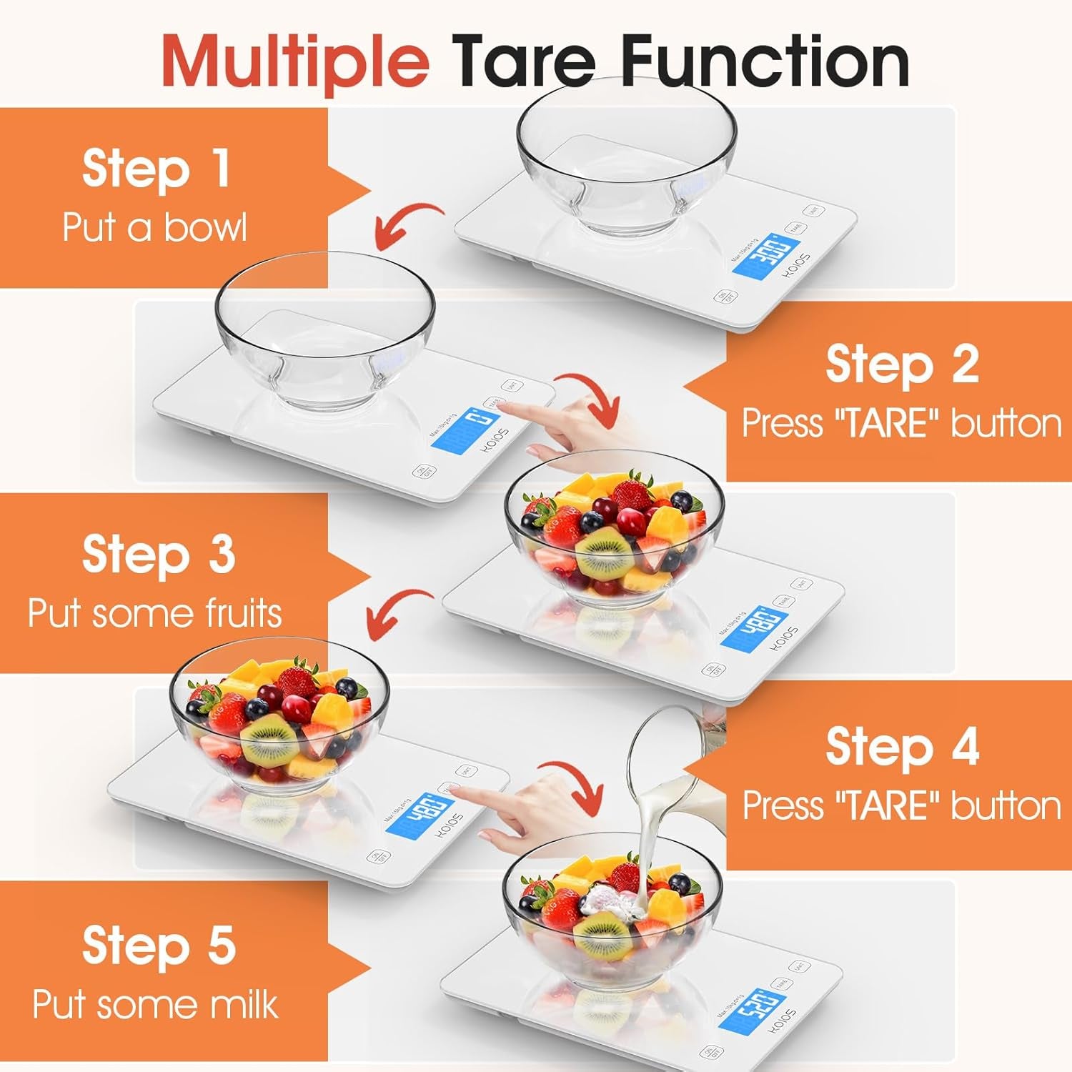 USB Rechargeable Food Scale, 33Lb/15Kg Kitchen Scale Digital Weight Grams and Oz for Cooking Baking, 1G/0.1Oz Precise Graduation, Waterproof Tempered Glass, 6 Weight Units, Tare Function