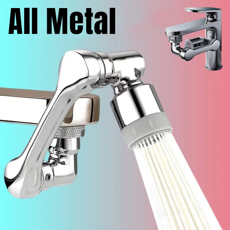 AquaTwist™ 1080° Rotating Faucet Sprayer – Universal Metal Tap Extender with Aerator Nozzle & 22/24mm Adaptor