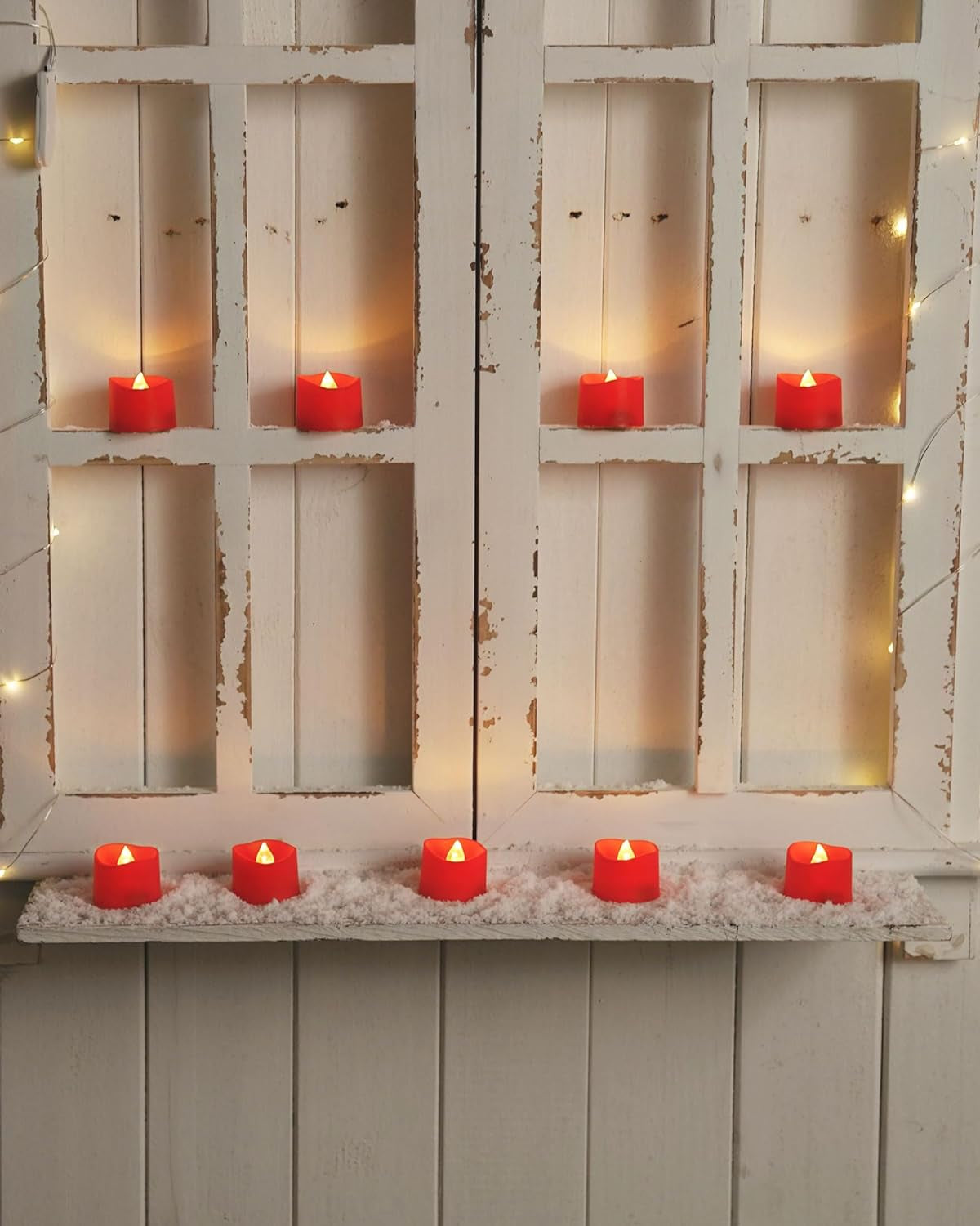 Flameless Candles, Pack of 24 Flickering LED Tea Light Candles Battery Operated, Red Tea Lights, Batteries Included