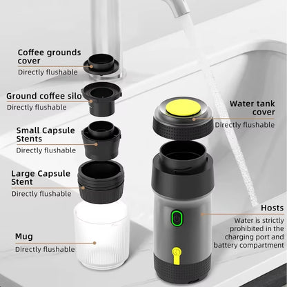 Xiaomi Wireless Electric Portable Espresso Coffee Machine for Car & Home Camping Coffee Maker 3-In-1 Capsule Powder Travel Coffe